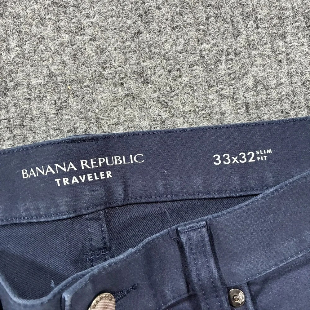 Banana Republic Traveler Slim Fit Pants Mens‎ 33x32 Navy Stretch Casual Low Rise